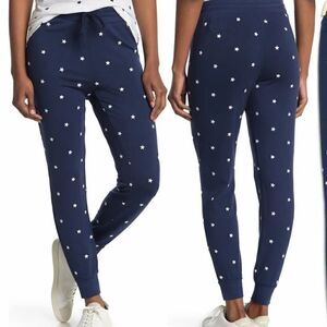 SPLENDID Embroidered Stars Knit Joggers in Blue.Size S